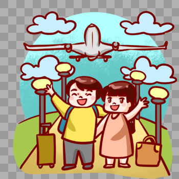 坐飞机旅游的情侣图片素材免费下载