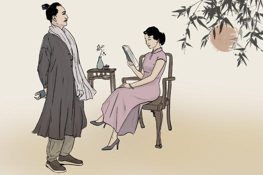 中国风复古手绘插画图片素材免费下载