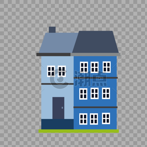 蓝色房子图片素材免费下载