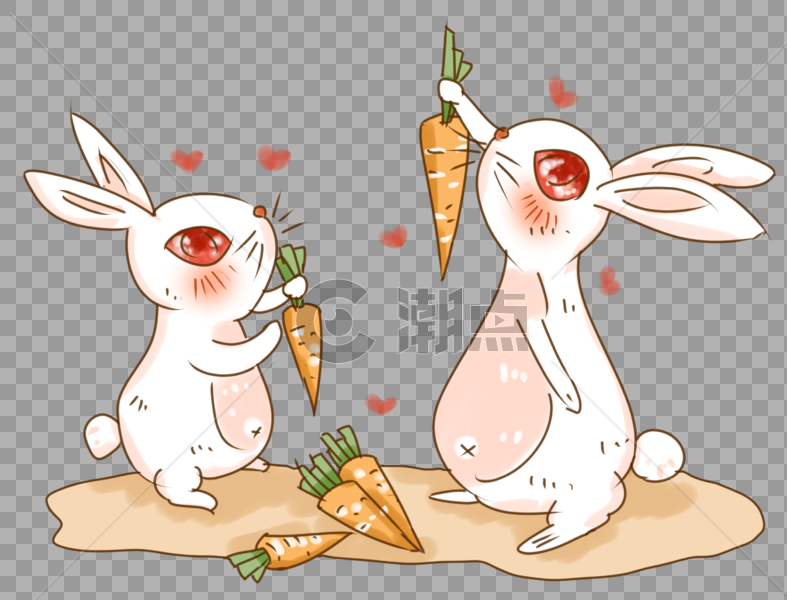 十二生肖之兔子闻胡萝卜插画PNG图片素材免费下载