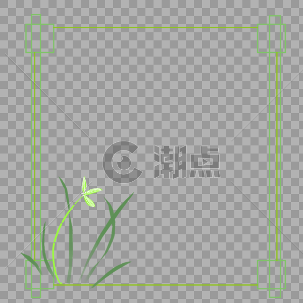 手绘中式兰花边框png免抠素材图片素材免费下载