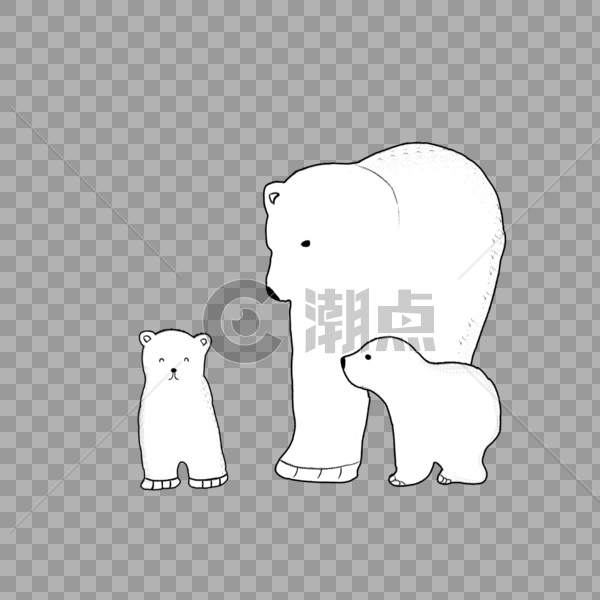 北极熊一家卡通形象图片素材免费下载
