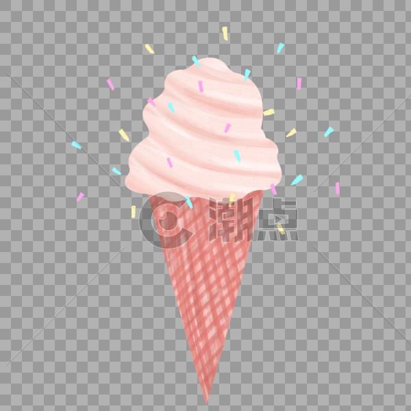 夏天冰淇淋甜筒手绘插画素材图片素材免费下载