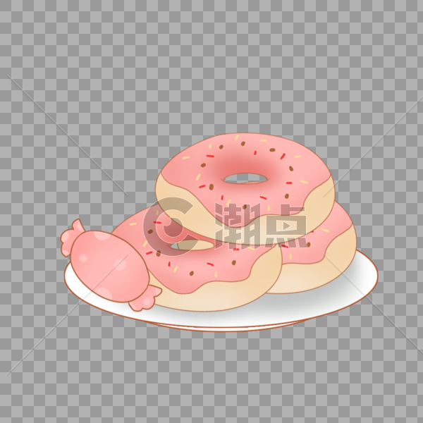 卡通粉色甜甜圈插图图片素材免费下载