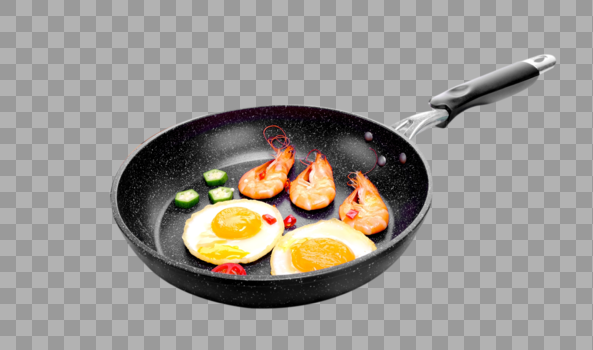 煎鸡蛋和虾图片素材免费下载