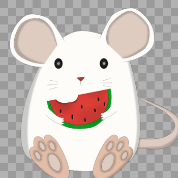 小老鼠抱西瓜图片素材免费下载