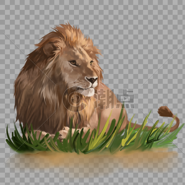 狮子动物猛兽森林之王凶猛手绘元素图片素材免费下载