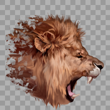狮子怒吼碎片咆哮动物凶猛手绘元素图片素材免费下载
