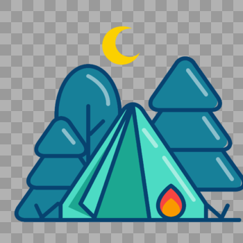 夜景帐篷图标免抠矢量插画素材图片素材免费下载