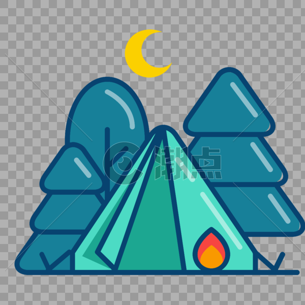 夜景帐篷图标免抠矢量插画素材图片素材免费下载