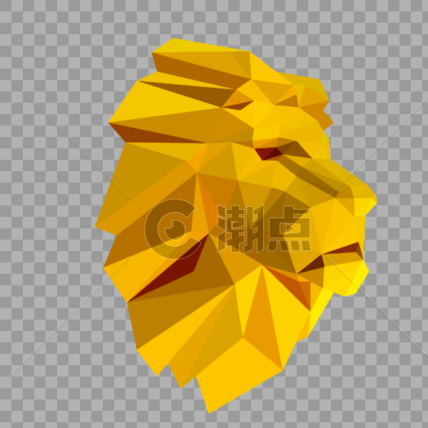 晶状狮子侧面黄色头像图片素材免费下载