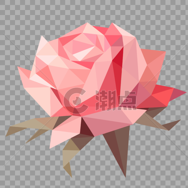 晶状粉色玫瑰花卡通图片素材免费下载