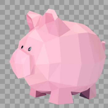晶状粉色小猪存钱罐侧面卡通-01图片素材免费下载