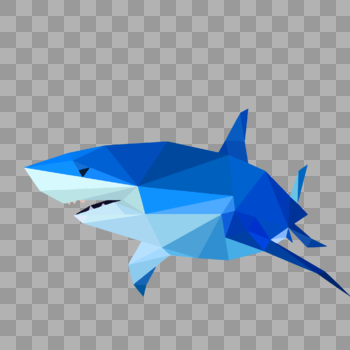 晶状蓝色鲨鱼侧面卡通图片素材免费下载
