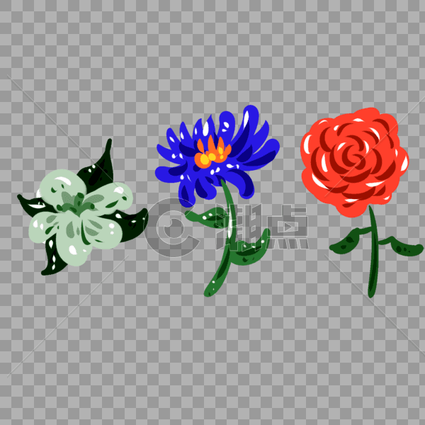 手绘玫瑰花元素图片素材免费下载
