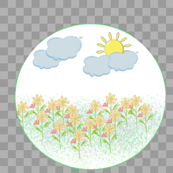 太阳云朵植物图图片素材免费下载