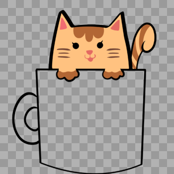 猫咪茶杯边框图片素材免费下载