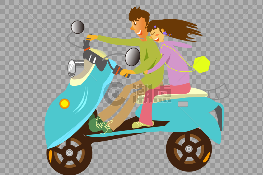 男人开着摩托车带着女人兜风图片素材免费下载