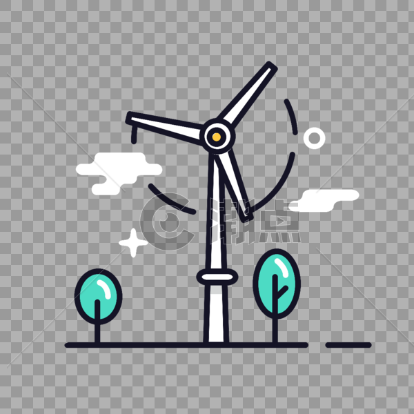风能风车图标免抠矢量插画素材图片素材免费下载