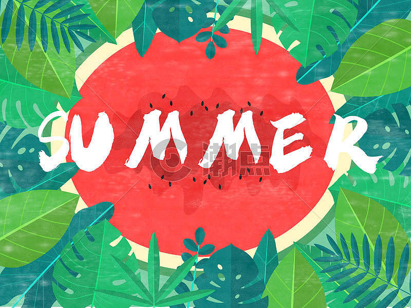 夏天植物西瓜清凉清新扁平矢量插画图片素材免费下载