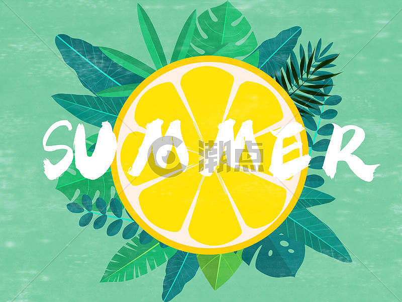 夏天植物柠檬清凉清新扁平矢量插画图片素材免费下载