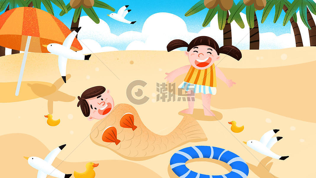 夏日玩耍海边度假图片素材免费下载