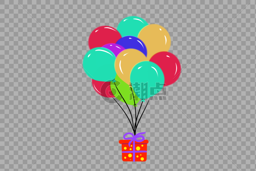 创色气球礼盒组合设计图片素材免费下载