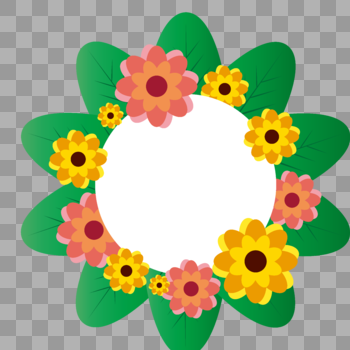 矢量绿叶花朵边框图片素材免费下载