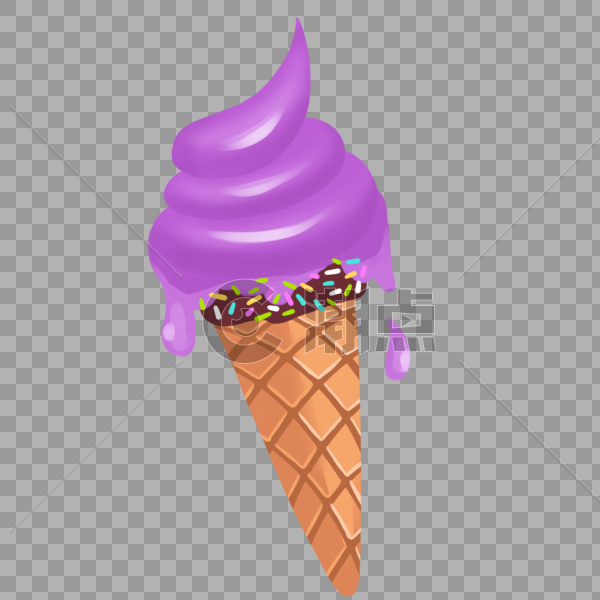 夏季夏至凉爽手绘紫色冰淇淋图片素材免费下载