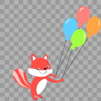 拉气球的小狐狸图片素材免费下载
