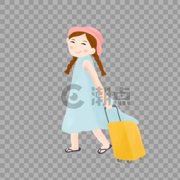 拖着行李箱旅游的女孩图片素材免费下载