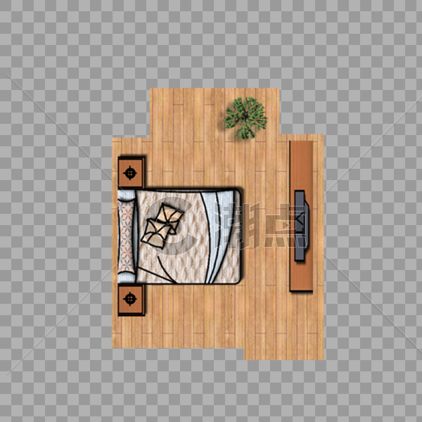 卧室俯视图图片素材免费下载