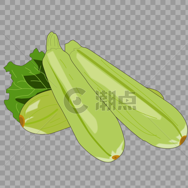 卡通手绘矢量图绿色蔬菜西葫芦图片素材免费下载