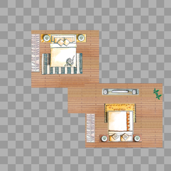 卧室俯视图图片素材免费下载