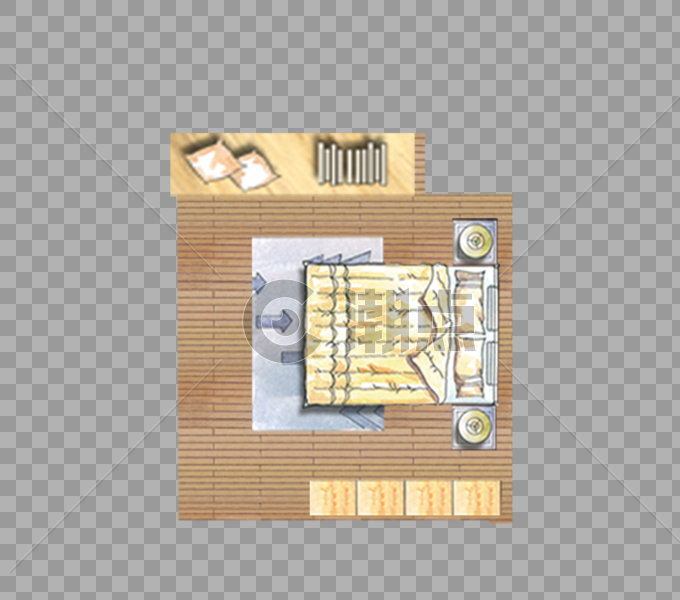 卧室俯视图图片素材免费下载