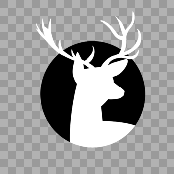 麋鹿黑白鹿角圆形图片素材免费下载