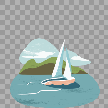 夏天郊外森林小湖帆船泛舟图片素材免费下载