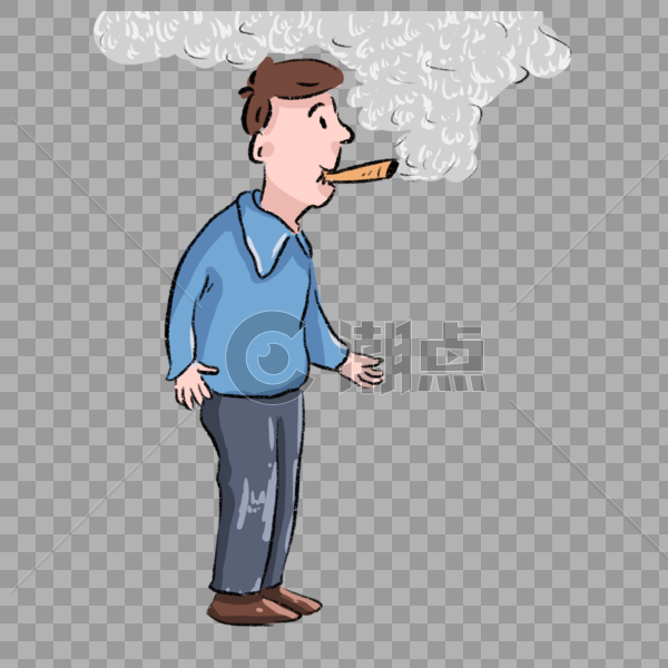 男生吸烟卡通漫画图片素材免费下载