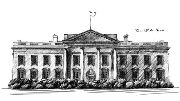 美国白宫建筑手绘图片素材免费下载