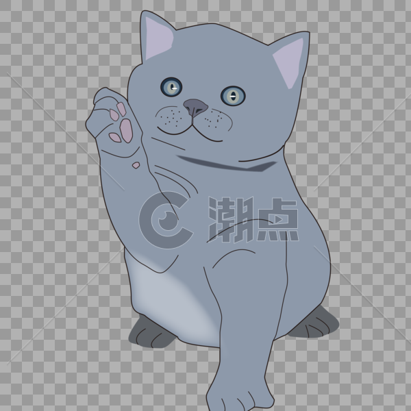 卡通可爱动物蓝猫猫咪手绘图片素材免费下载