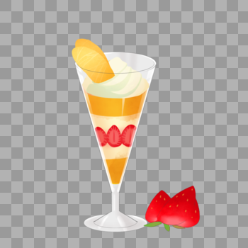 橘子草莓冰激凌杯子图片素材免费下载