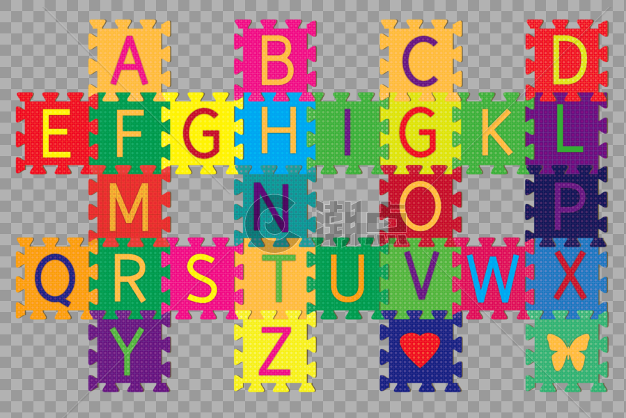 儿童彩色EVA字母拼图艺术字图片素材免费下载