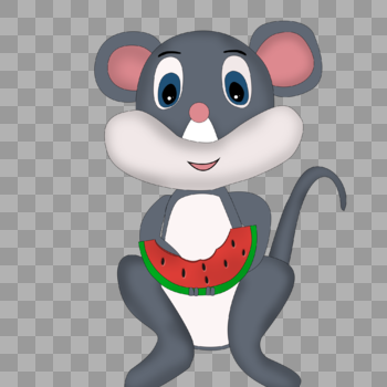 小老鼠抱西瓜图片素材免费下载