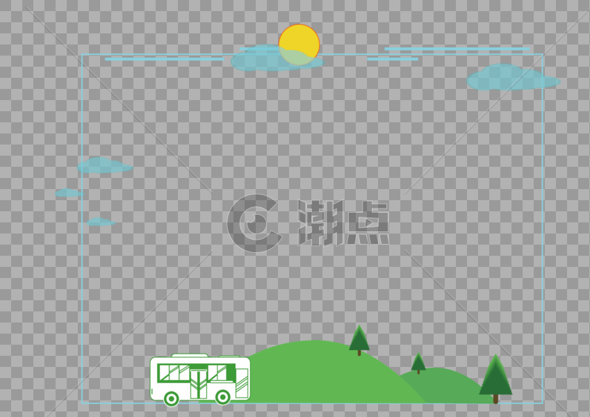绿色出行边框图片素材免费下载