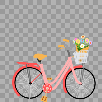 自行车花粉色小雏菊图片素材免费下载