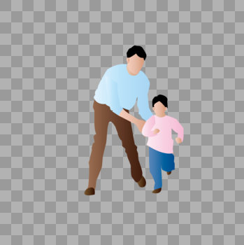 AI矢量图平面扁平化人物父子互动父与子父爱图片素材免费下载