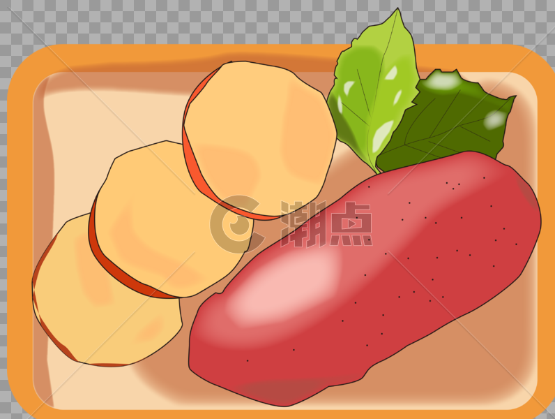 卡通手绘矢量蔬菜红薯木制托盘图片素材免费下载