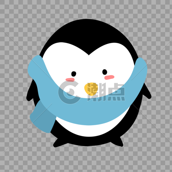 戴蓝色围巾的企鹅图片素材免费下载