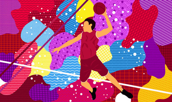 多彩抽象运动打篮球图片素材免费下载