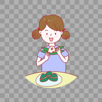 女孩吃粽子图片素材免费下载